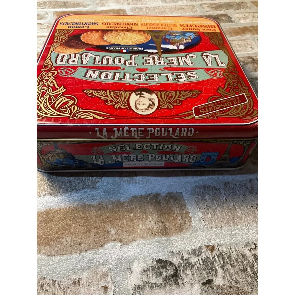 La Mere Poulard French‎ Biscuit Tin Selection 1888 Red Collectible Metal Box 9x9